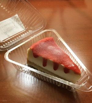 Strawberry Cheesecake to go. The real deal. at Bombay Food Junkies in St Louis