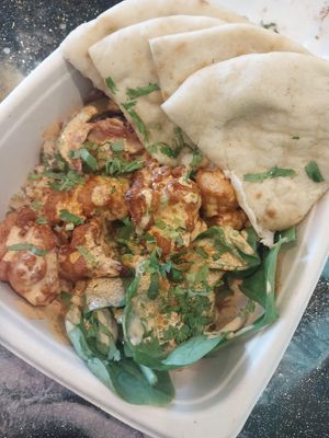 Chipotle Cauliflower Bowl & Garlic Naan at Bombay Food Junkies in St Louis