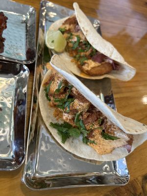 Vegan shrimp tacos  at Bombay Food Junkies in St Louis