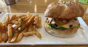 chipotle chickpea cheddar burger!  at Bombay Food Junkies in St Louis