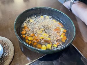 Barley protein soup  at OM - Vegan Bistro in Qui Nhon