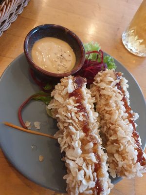 Fried tofu sticks with sauce at Dream Vegan in Berlin