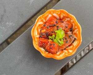 watermelon sashimi at Dalia in Puerto Escondido