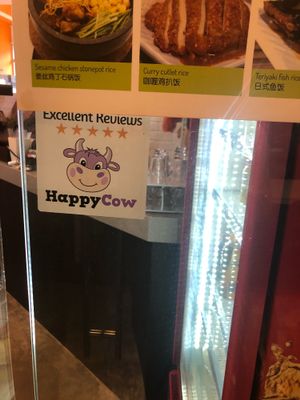 Happy Cow Decal =) at Yuan Vegetarian Bistro in East Singapore