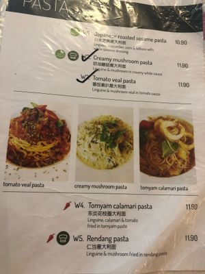 Pasta Menu at Yuan Vegetarian Bistro in East Singapore