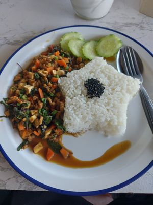 Tofu with holy basil at Jindy Vegetarian and Vegan Restaurant - ครัวเจอินดี้  in Chiang Mai