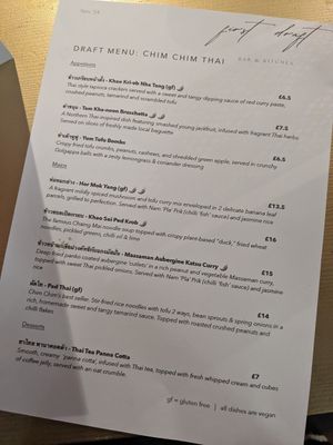 November 2024 100% vegan menu at First Draft Bar & Kitchen  in Norwich