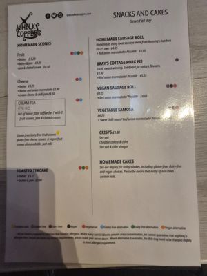 Vegan sausage roll and somosa at Whelk Coppers Tea Rooms in Sheringham