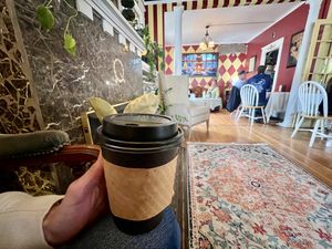 Inside of the coffee shopp  at The Queen Bean Coffee & Social House in Modesto