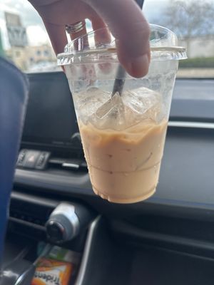 Got a nice oat milk lattee  at The Queen Bean Coffee & Social House in Modesto