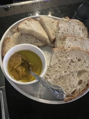 Sourdough bread w garlic in olive oil  at FioRito Ristorante  in Wichita