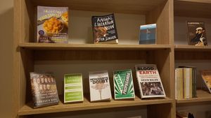 books about veganism at Inquieta Livraria in Lisbon