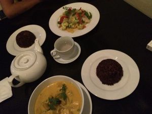 Yellow curry with wild rice at The Corn in Phnom Penh