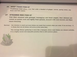 Menu (Aug 2019) at The Corn in Phnom Penh