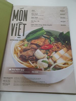Menu at Nhân Duyên in Ho Chi Minh City