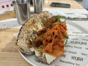 Sandwich with Smoked tofu and caramelized onion  at KURUMI - Healthy Vegan Food & Desserts in Hoi An
