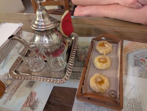 Moroccan mint tea and vegan almond sweets at El Kasbah in 