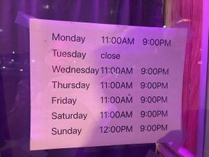 Hours - November 2024 at Hunan East in Cleveland