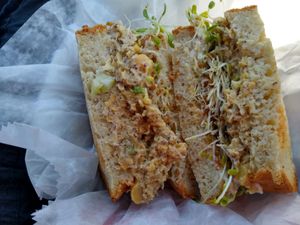 Chickpea of the sea (tuna salad) sandwich at The Sweet Beet in Granby