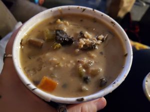 A yummy mushroom & rice soup from a few weeks ago. #Veganuary at The Sweet Beet in Granby