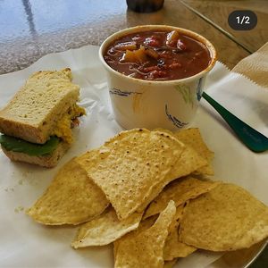 Bean chili and no egg salad sandwich  #Veganuary at The Sweet Beet in Granby