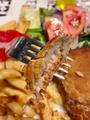 Vegan cachopo with "ham" at Alterna Sidreria Oviedo — Rosal in Oviedo