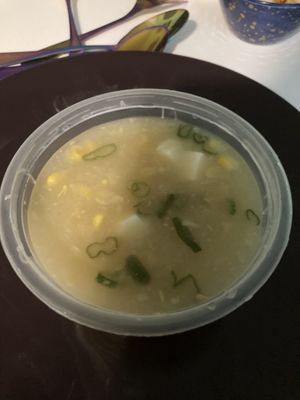 Tofu sweetcorn soup  at Mamak's Kitchen in Glasgow