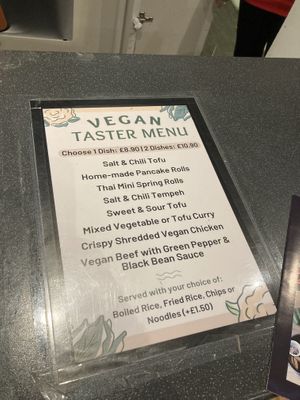 Forgot a pic of this but we had sweet and sour tofu and the best crispy shredded “chicken” even plus chow mein for £2 extra  at Mamak's Kitchen in Glasgow