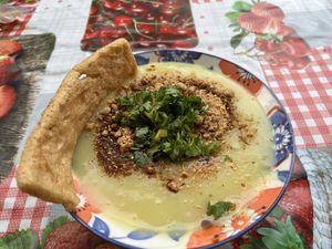 Yellow spilt pea porridge -must try😍  at Sarima Yellow Bean Noodle ซารีมะห์ ร้านข้าวฟืนถั่วเชียงใหม่ in Chiang Mai