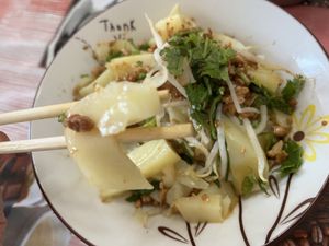 Yellow split pea porridge 🥣 so good! Yum 🤤   at Sarima Yellow Bean Noodle ซารีมะห์ ร้านข้าวฟืนถั่วเชียงใหม่ in Chiang Mai