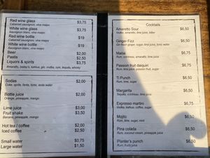 Menu  at Sleeping Trees in Koh Rong