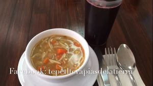 Abriendo el apetito con una tradicional Sopa de Fideos casi minestrone, jajaj super rica, con agüita de jamaica. at La Flor De La Vida in Tijuana