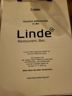 Menu at Linde in Buehl