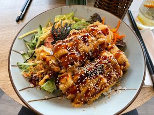 Sushi bowl Tofu tempura #Veganuary at Brews N Bowls in Koblenz