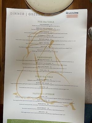 The Sovengard - Menu Sample (rotates seasonally) at The Sovengard in Grand Rapids