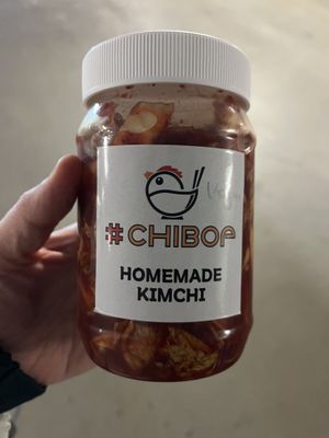 The lovely staff gifted us a jar of their homemade vegan kimchi 💜 No fish or shrimp paste.   at Chibop in Burnaby