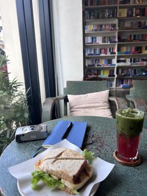 Tofu Sandwich and Matcha Strawberry  at Suan Nguen Mee Ma in Bangkok