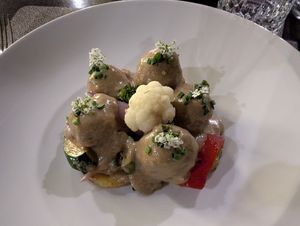 Vegan meatballs, surprisingly filling (and delicious) at Amêndoa - La Santa  in Lanzarote