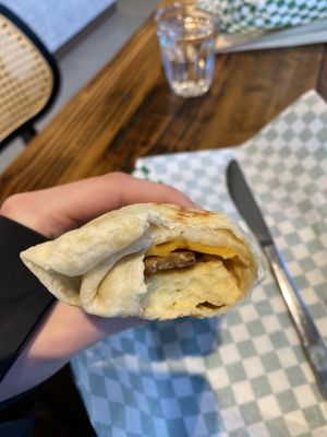 Breakfast wrap  at AM Cafe in Vancouver