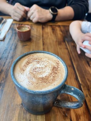 Limited time Specialty latte - Sunny Mocha (dark chocolate , orange oil, espresso, choice of plant milk) - April 2025  at AM Cafe in Vancouver