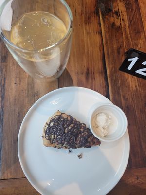 Chocolate and orange scone and homemade butter (all vegan) at AM Cafe in Vancouver