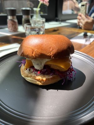 Faux-Let O’ Fish Burger  at AM Cafe in Vancouver