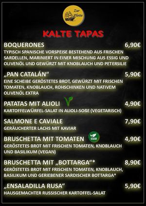 Kalte Tapas at Gaststätte Zur Flotte in Oberhausen