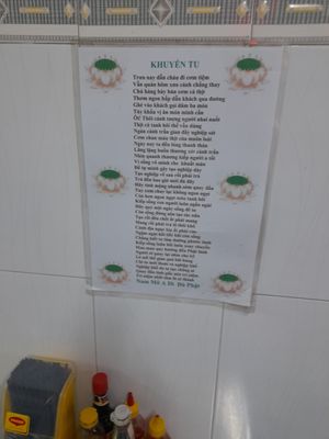 Notice on wall at Thảo in Ho Chi Minh City