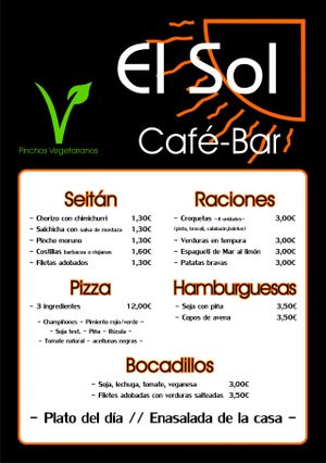 menu at Sol Veggie in Logrono