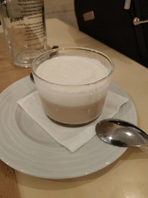 Coffee and coconut flan at Sol Veggie in Logrono