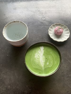 Matcha with oat milkk  at VELAR in Chiang Dao