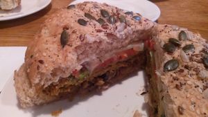 Hamburguer at Green Break Vegan Restaurant in San Sebastian