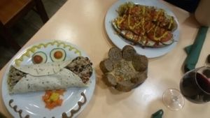 Perrito, burrito y hummus at Green Break Vegan Restaurant in San Sebastian