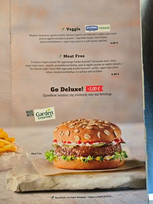 Vegan page of menu. at Goody's Burger House in Chios
